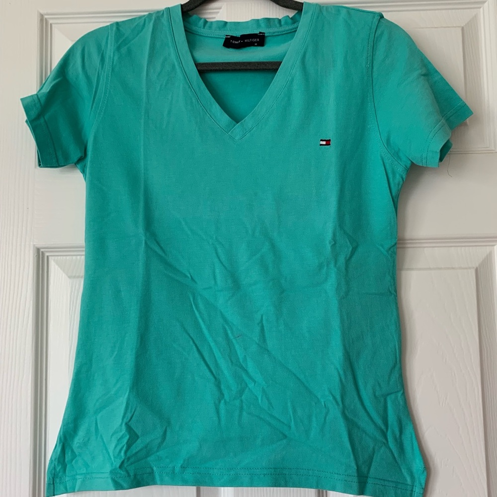 Tommy Hilfiger Turquoise V-Neck Shirt